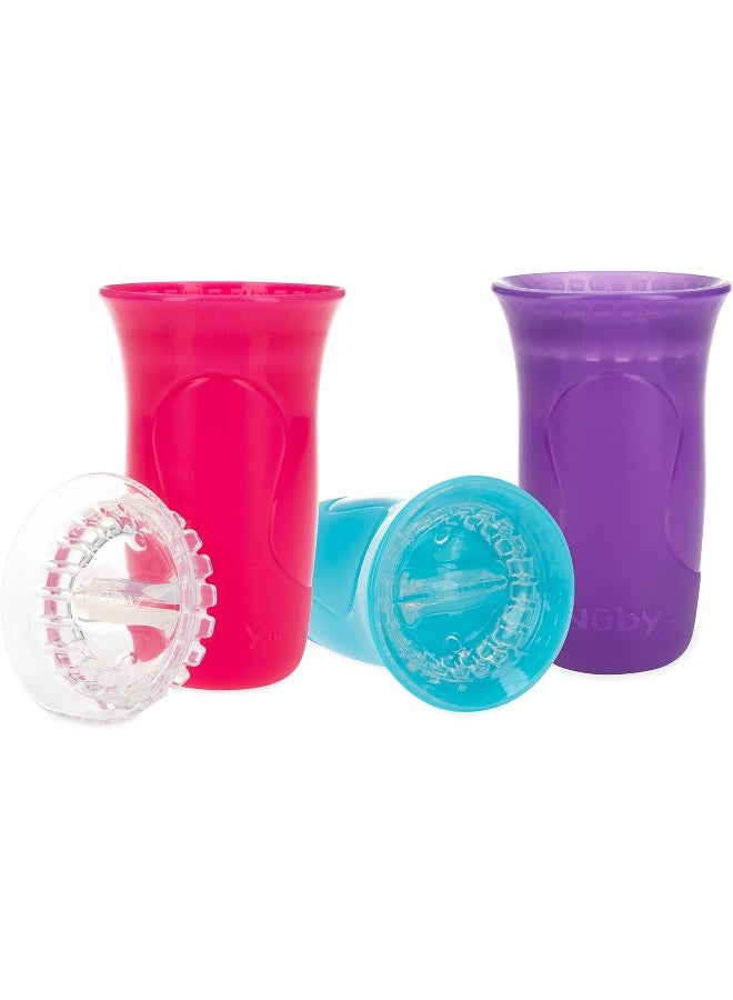 Nuby كوب نوبى 3 قطع بدون انسكاب حافة ذكية 360 مع حافة سيليكون سهلة التنظيف بتقنية اللمس - Image 1