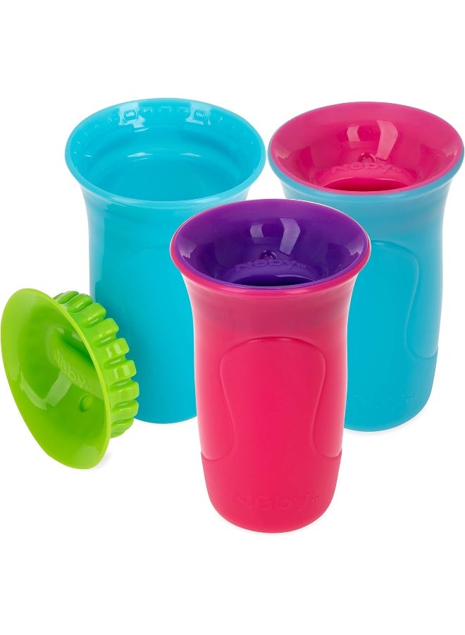 Nuby كوب نوبى 3 قطع بدون انسكاب حافة ذكية 360 مع حافة سيليكون سهلة التنظيف بتقنية اللمس - Image 2