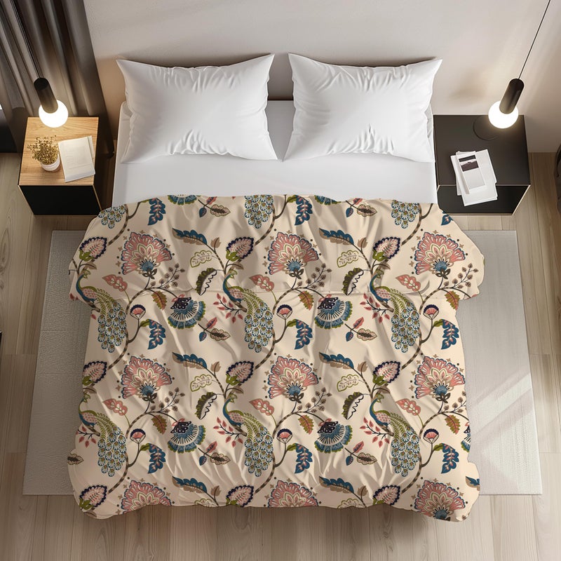 LOOMLYFE 200TC Premium Glace Cotton Duvet Cover/Comforter Cover/Rajai Cover/Blanket Cover/Quilt Cover for Double Bed with Zipper 90"x100" inches - BeigeAnokhi - Image 5