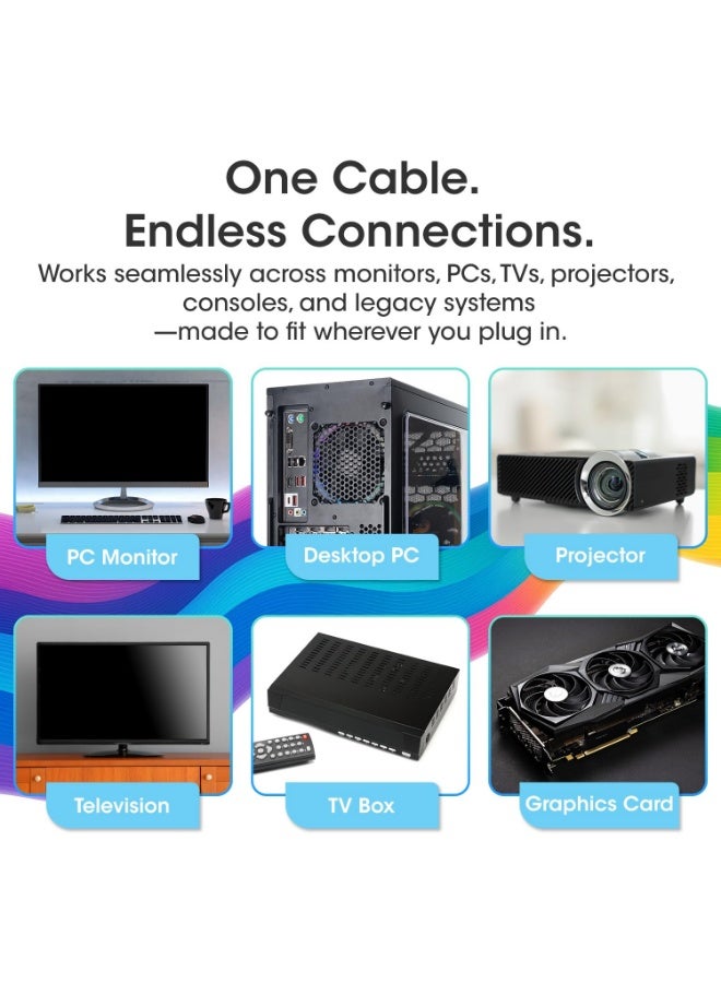Arceyoo VGA Cable Male-to-Male High Speed FHD 1920x1080 60Hz, 8.8ft (2.7m) - Image 4