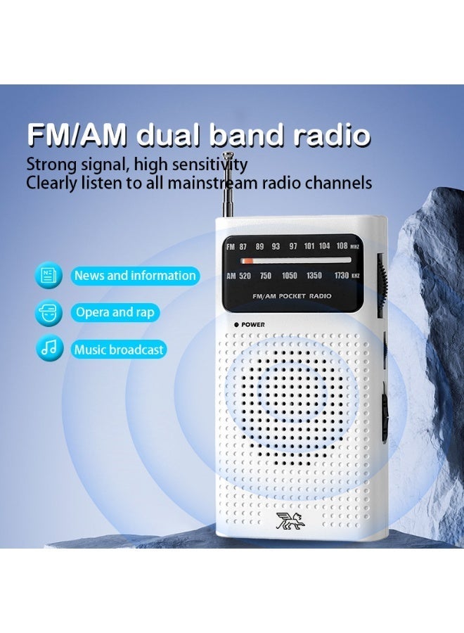Small Radios Portable AM FM, Radio Portable for Home Outdoor, Transistor radios 2AA Battery Operated with Best Reception, Loud Speaker, Small Gifts for Seniors Elderly (white) - Image 1