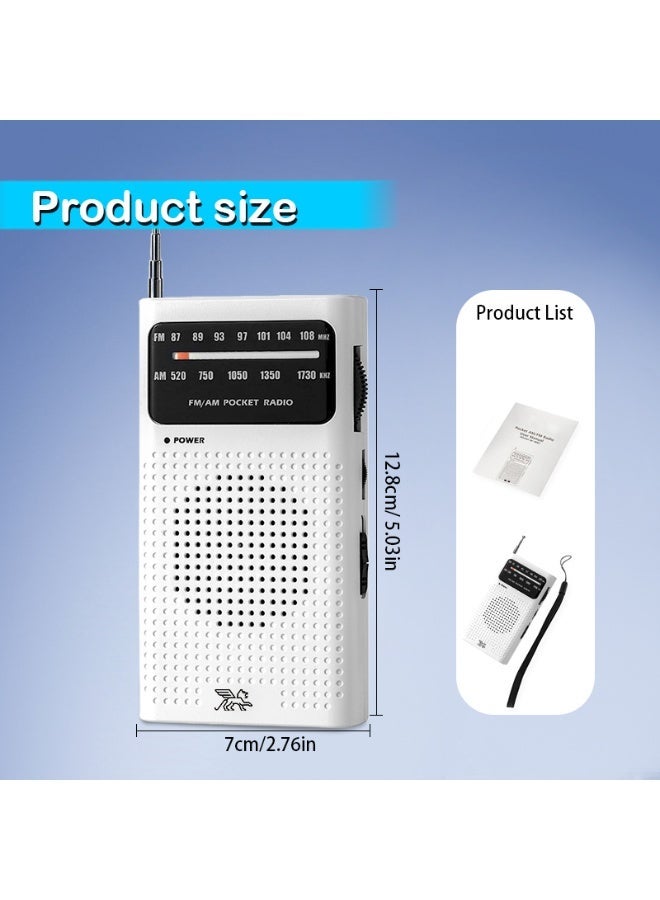 Small Radios Portable AM FM, Radio Portable for Home Outdoor, Transistor radios 2AA Battery Operated with Best Reception, Loud Speaker, Small Gifts for Seniors Elderly (white) - Image 4