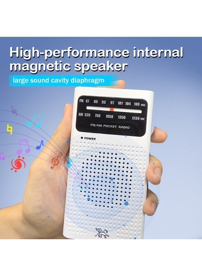 Small Radios Portable AM FM, Radio Portable for Home Outdoor, Transistor radios 2AA Battery Operated with Best Reception, Loud Speaker, Small Gifts for Seniors Elderly (white) - Image 5