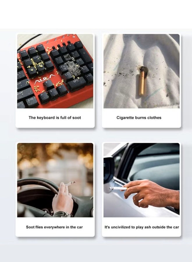 منفضة سجائر يدوية، أنبوب معدني محمول لرماد السجائر، مقاوم للرياح، عديم الدخان، مقاوم للحريق، حامل رماد سجائر قابل للفصل، مناسب للتدخين في الأماكن المغلقة والمفتوحة، خشب الجوز الفضي - Image 5