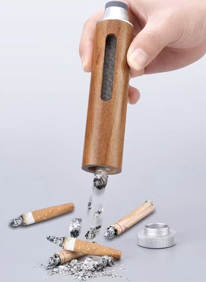 منفضة سجائر يدوية، أنبوب معدني محمول لرماد السجائر، مقاوم للرياح، عديم الدخان، مقاوم للحريق، حامل رماد سجائر قابل للفصل، مناسب للتدخين في الأماكن المغلقة والمفتوحة، خشب الجوز الفضي - Image 4