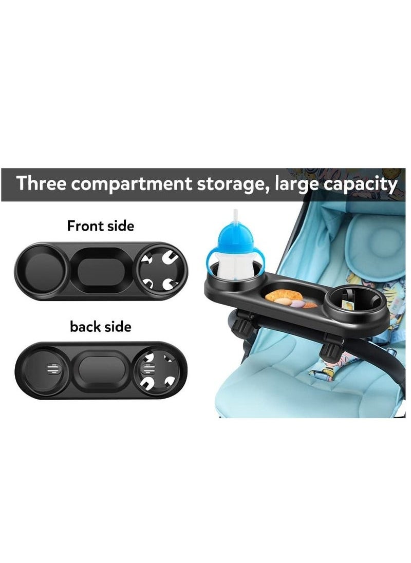 MIXDE - Capacity Universal Stroller Snack Tray Attachment with Cup Holder and Grip Clip for Stroller Bar - Image 1