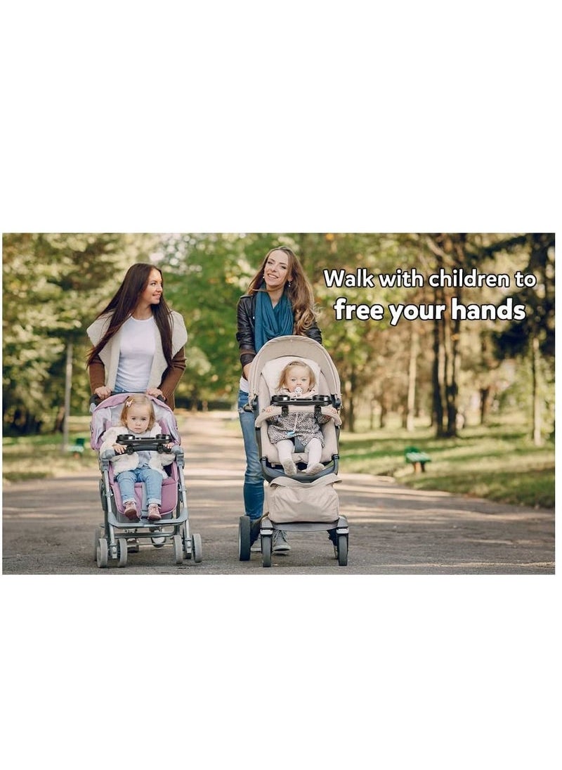 MIXDE - Capacity Universal Stroller Snack Tray Attachment with Cup Holder and Grip Clip for Stroller Bar - Image 1