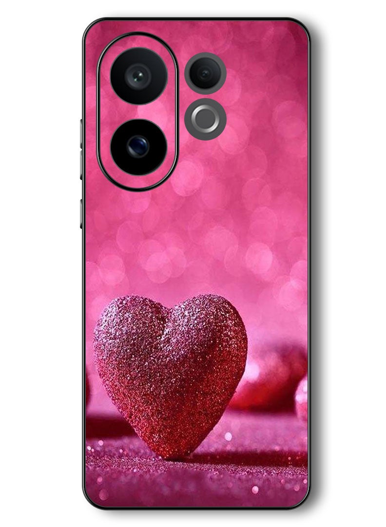 Theodor حافظة متوافقة مع فيفو V60 6.77 بوصة حماية مضادة للصدمات غطاء بامبر وردي داكن لامع على شكل قلب - Image 1