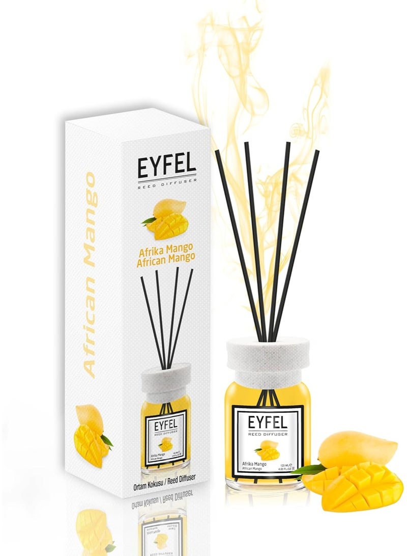 EYFEL EYFEL African Mango Reed Diffuser, 120ml (4.05 fl oz) | Premium Eau de Parfum | Long-Lasting Home & Office Fragrance with Scented Sticks - Image 1
