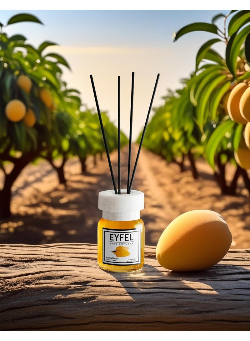 EYFEL EYFEL African Mango Reed Diffuser, 120ml (4.05 fl oz) | Premium Eau de Parfum | Long-Lasting Home & Office Fragrance with Scented Sticks - Image 2