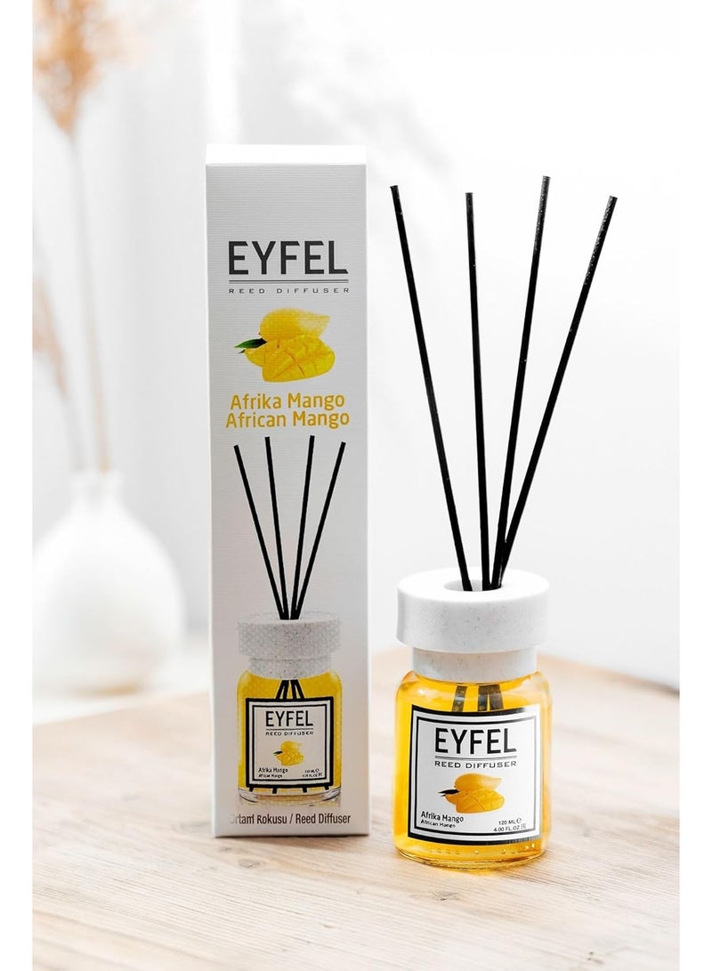 EYFEL EYFEL African Mango Reed Diffuser, 120ml (4.05 fl oz) | Premium Eau de Parfum | Long-Lasting Home & Office Fragrance with Scented Sticks - Image 3