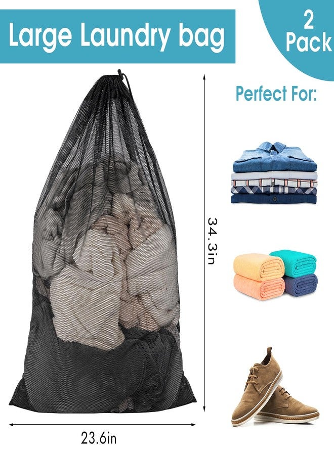 PEASUG Mesh Laundry Bags, 23 x 34 Inches Heavy Duty Mesh Laundry Bag, Large Laundry Drawstring Bag for College, Dorm, Travel, Family and Apartment Dwellers, 2 Pack, Black - Image 4