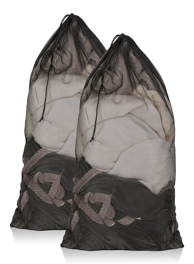 PEASUG Mesh Laundry Bags, 23 x 34 Inches Heavy Duty Mesh Laundry Bag, Large Laundry Drawstring Bag for College, Dorm, Travel, Family and Apartment Dwellers, 2 Pack, Black - Image 1
