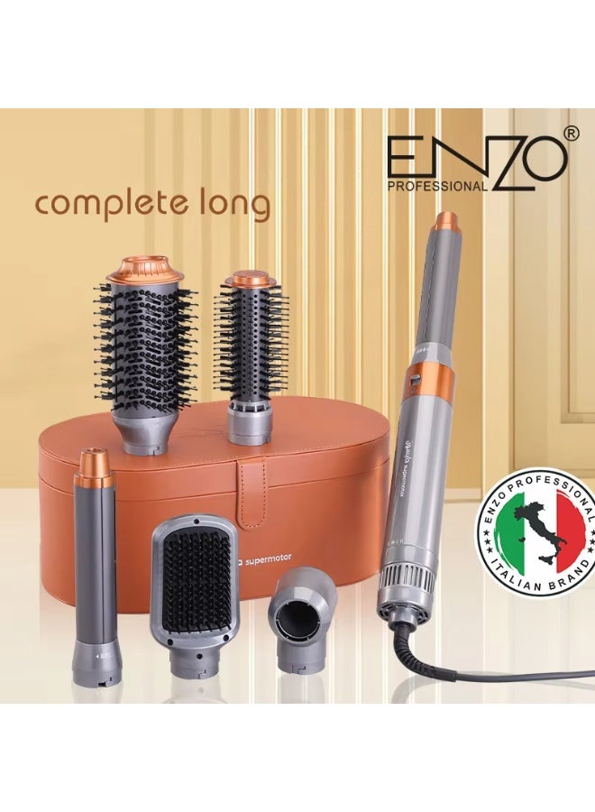 إنزو جهاز تصفيف الشعر الكهربائي ENZO EN-4133 6 في 1 – لفرد وتجعيد الشعر، فرشاة هوائية ساخنة ومجفف بخطوة واحدة بتقنية الأيونات لتصفيف احترافي في المنزل - Image 2