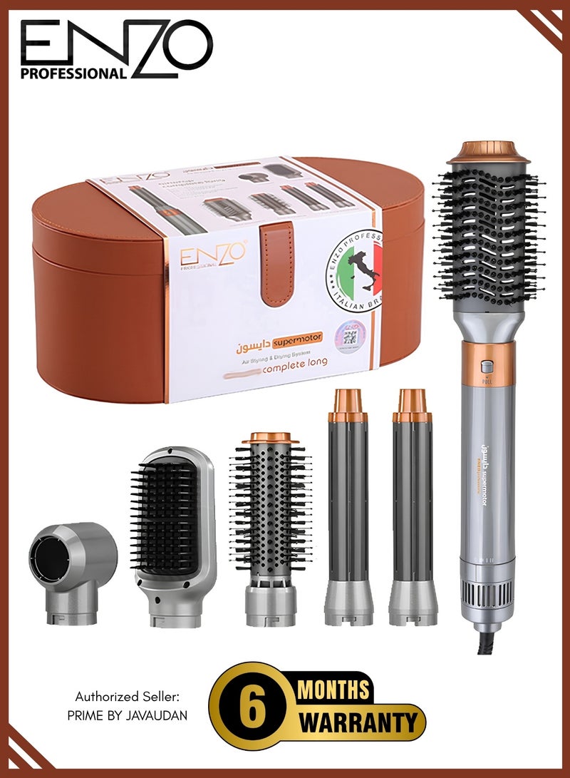 ENZO EN-4133 6-in-1 Electric Hair Styling Tool – Hair Straightener, Curler, Hot Air Brush & One-Step Dryer with Ionic Technology for Salon-Quality Styling at Home - Image 1