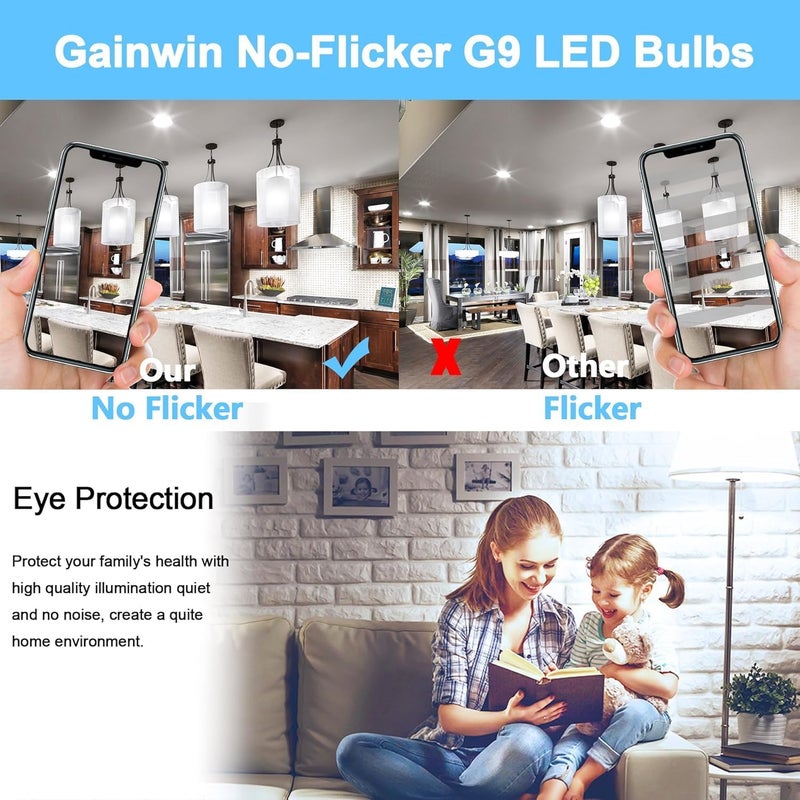 مصابيح LED G9 عبوة 10، مصابيح موفرة للطاقة بزاوية شعاع 360°، خالية من الوميض، قاعدة سيراميك للثريات وإضاءة المنزل - Image 4