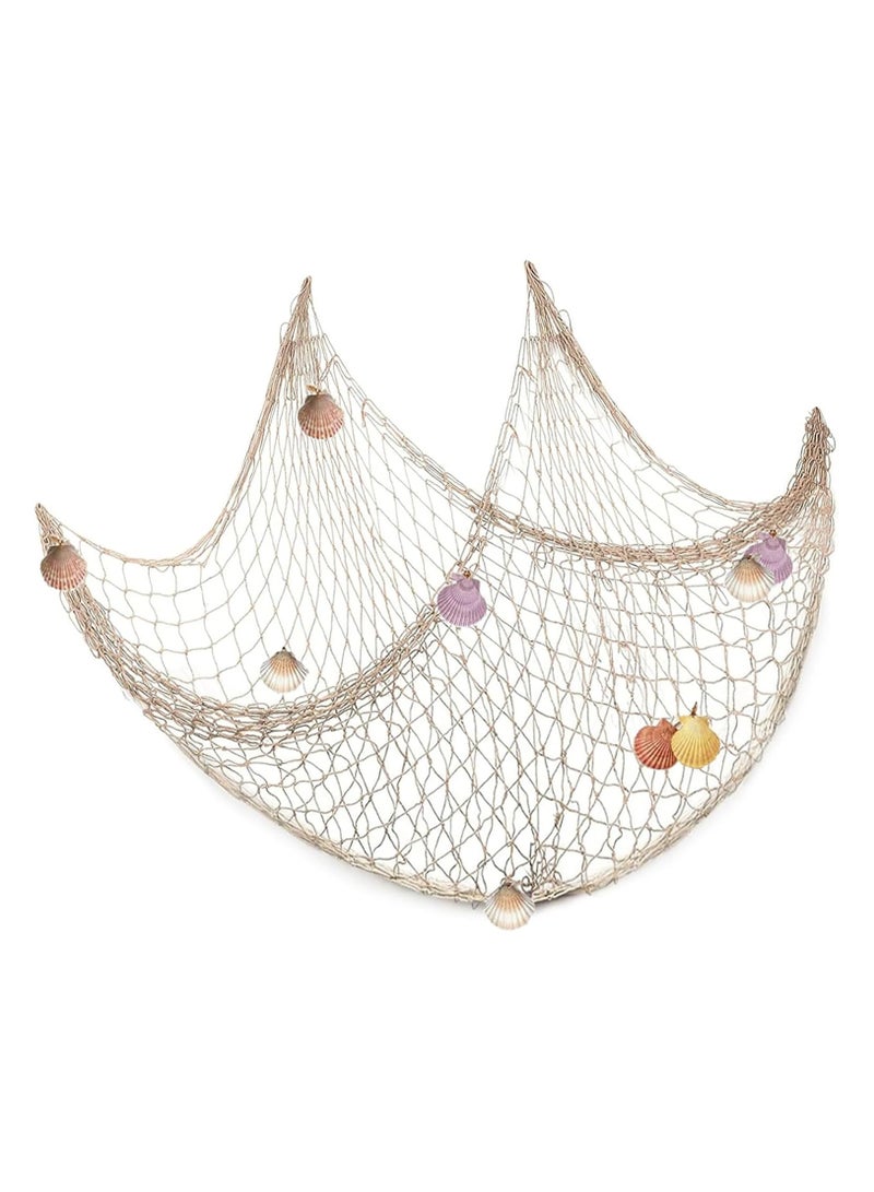 Fishing Net Decoration with Sea Shells 150X200cm Nautical Decorative Fishing Wall Nets Mediterranean Style Fish Net for Party Home - Image 1