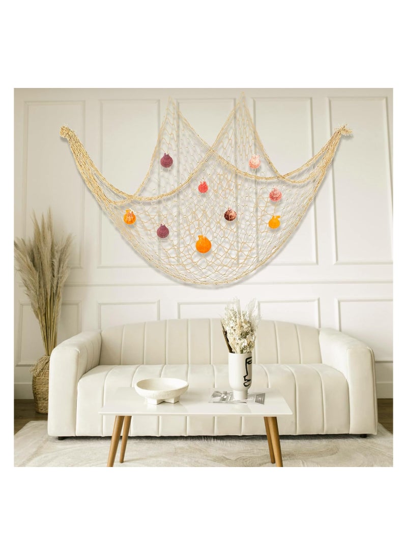 Fishing Net Decoration with Sea Shells 150X200cm Nautical Decorative Fishing Wall Nets Mediterranean Style Fish Net for Party Home - Image 3