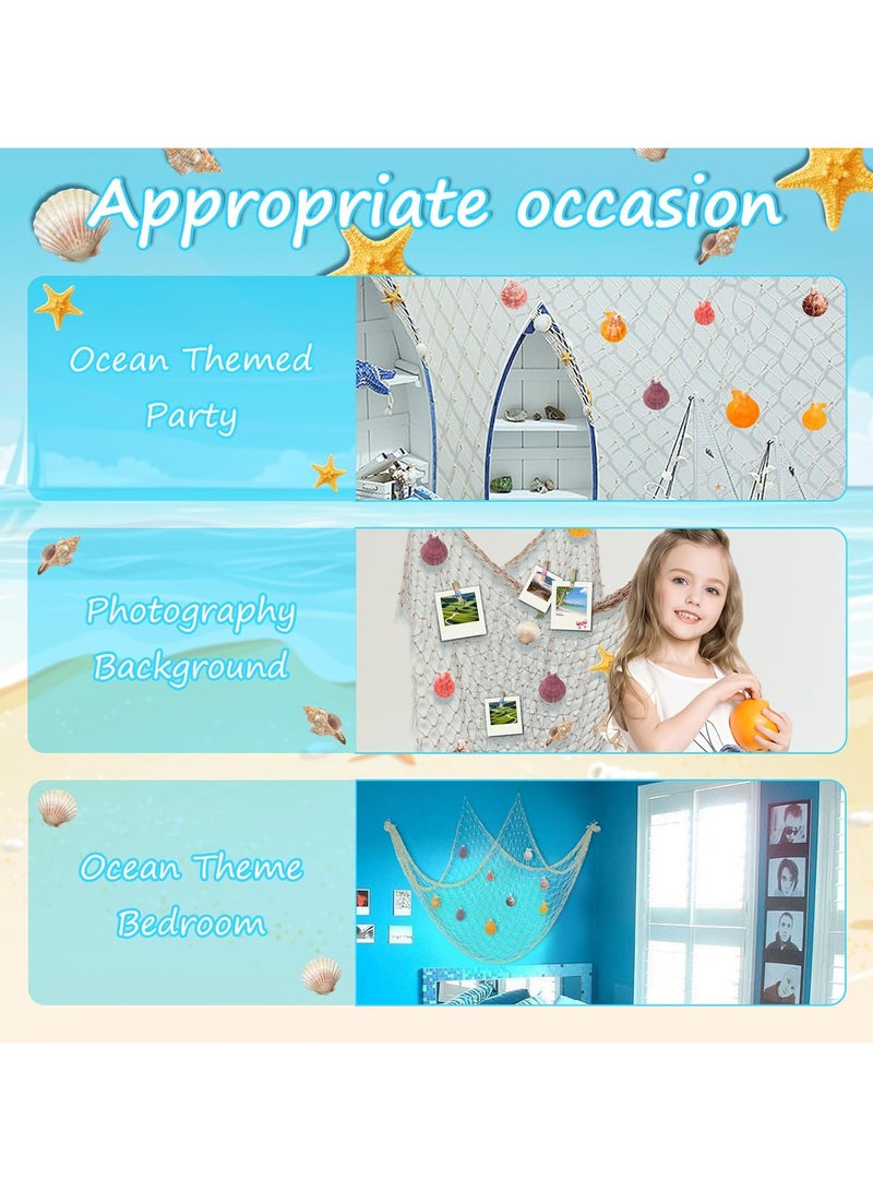 Fishing Net Decoration with Sea Shells 150X200cm Nautical Decorative Fishing Wall Nets Mediterranean Style Fish Net for Party Home - Image 4