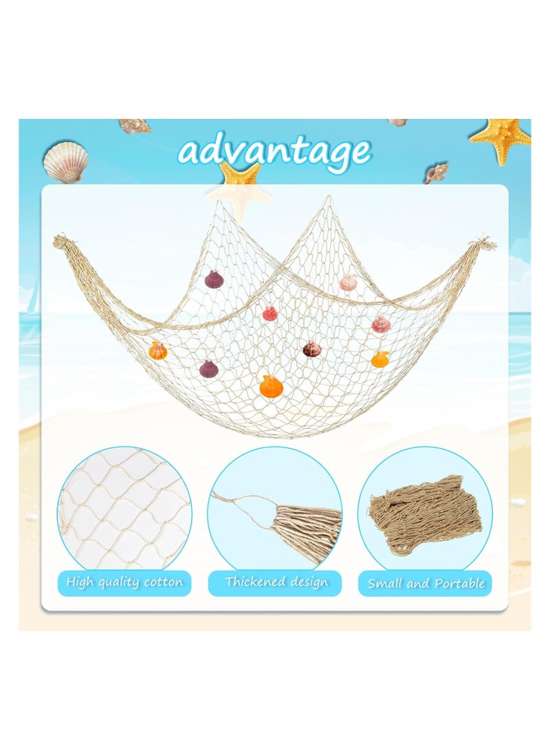 Fishing Net Decoration with Sea Shells 150X200cm Nautical Decorative Fishing Wall Nets Mediterranean Style Fish Net for Party Home - Image 5