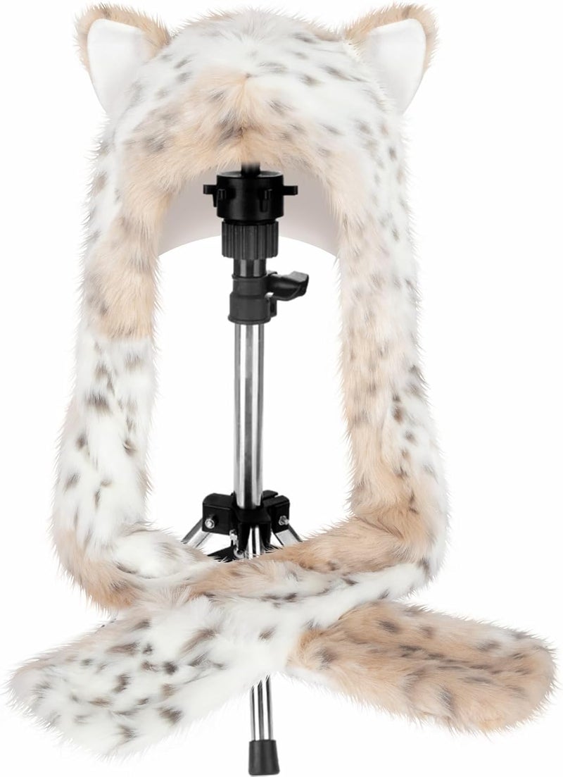 Power King Plush Novelty Animal Hat, 3-in-1 Faux Fur Hood Winter Warmer Cap and Stylish Full Animal Hat - Image 4