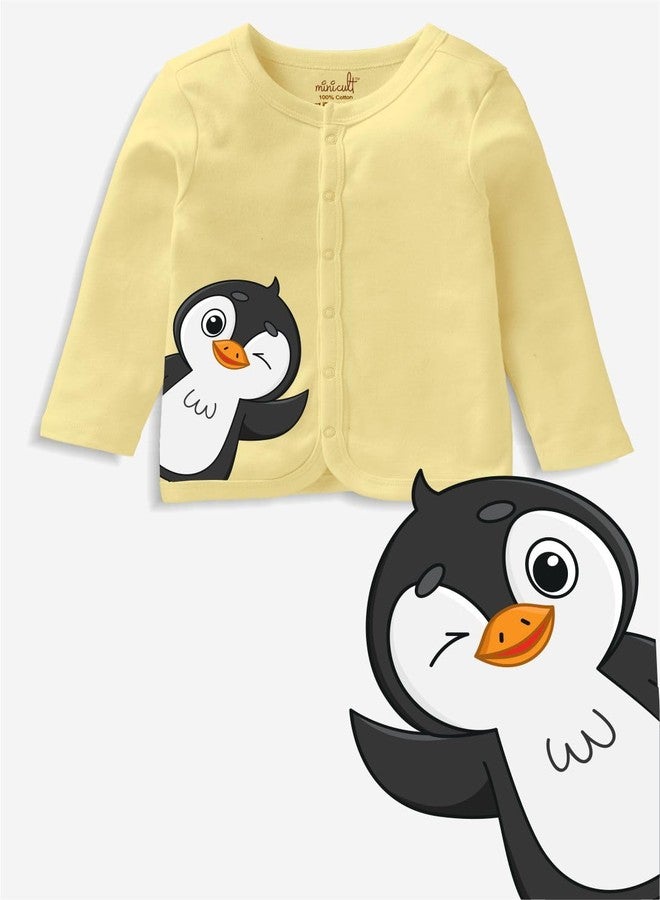 minicult Unisex Cotton Regular Fit Front Open Full Sleeve T-Shirt With Snap Buttons And Cute Prints Combo Pack, Multicolour, 0-3 Months - Image 3