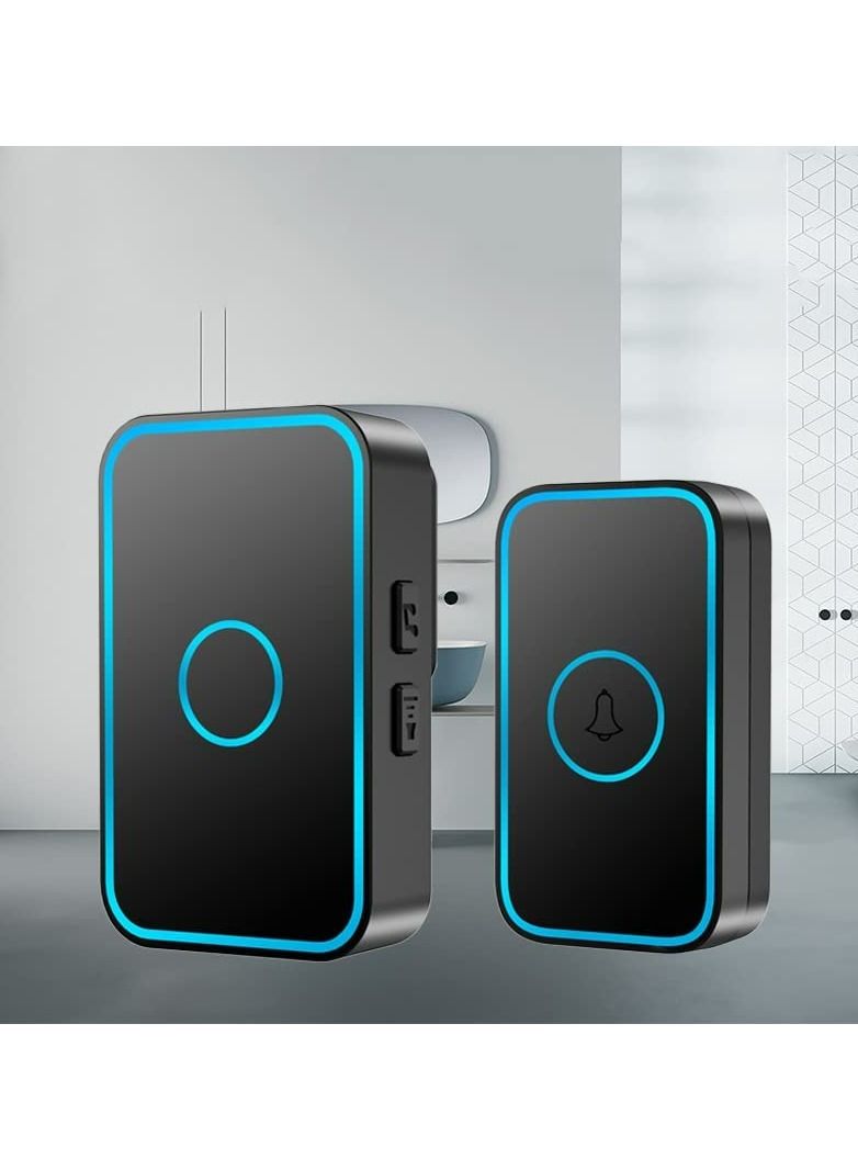 SYOSI Wireless Doorbell with Plug-in Receiver IP55 Waterproof Doorbell 1000ft Range Plug-in Cordless Door Chime Kit 5 Volume Levels 60 Chimes & LED Flash For Home Office Classroom Use - Image 1