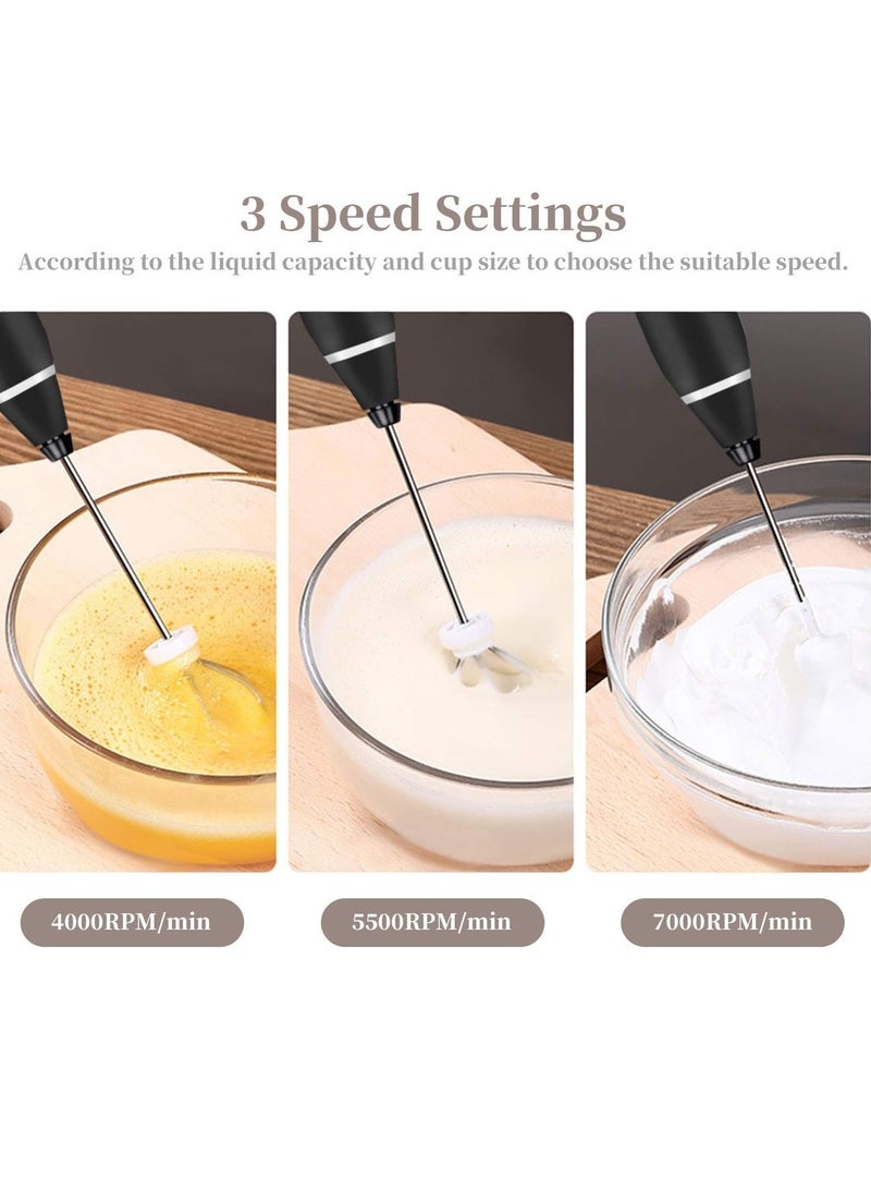 ELTRAZONE 3-Speed Adjustable USB Rechargeable Handheld Electric Milk Frother with 3 Stainless Whisks - Image 3