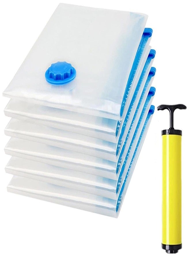 AJKN Vacuum Storage Bags for Travel and Home Organization 5 Pack Includes 1 Large 2 Medium 2 Small Compression Bags with Hand Pump for Clothes Bedding and Space Saving Airtight Sealing Essentials - Image 1