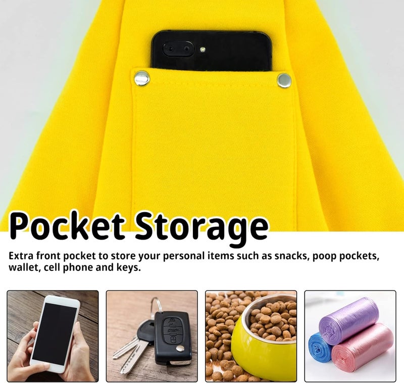 CUBY Dog and Cat Sling Carrier - Hands Free Reversible Small Pet Carrier Sling with Storage Pocket Design - Suitable for Puppy, Small Dogs Cats Outdoor Travel Walking(Yellow) - Image 4