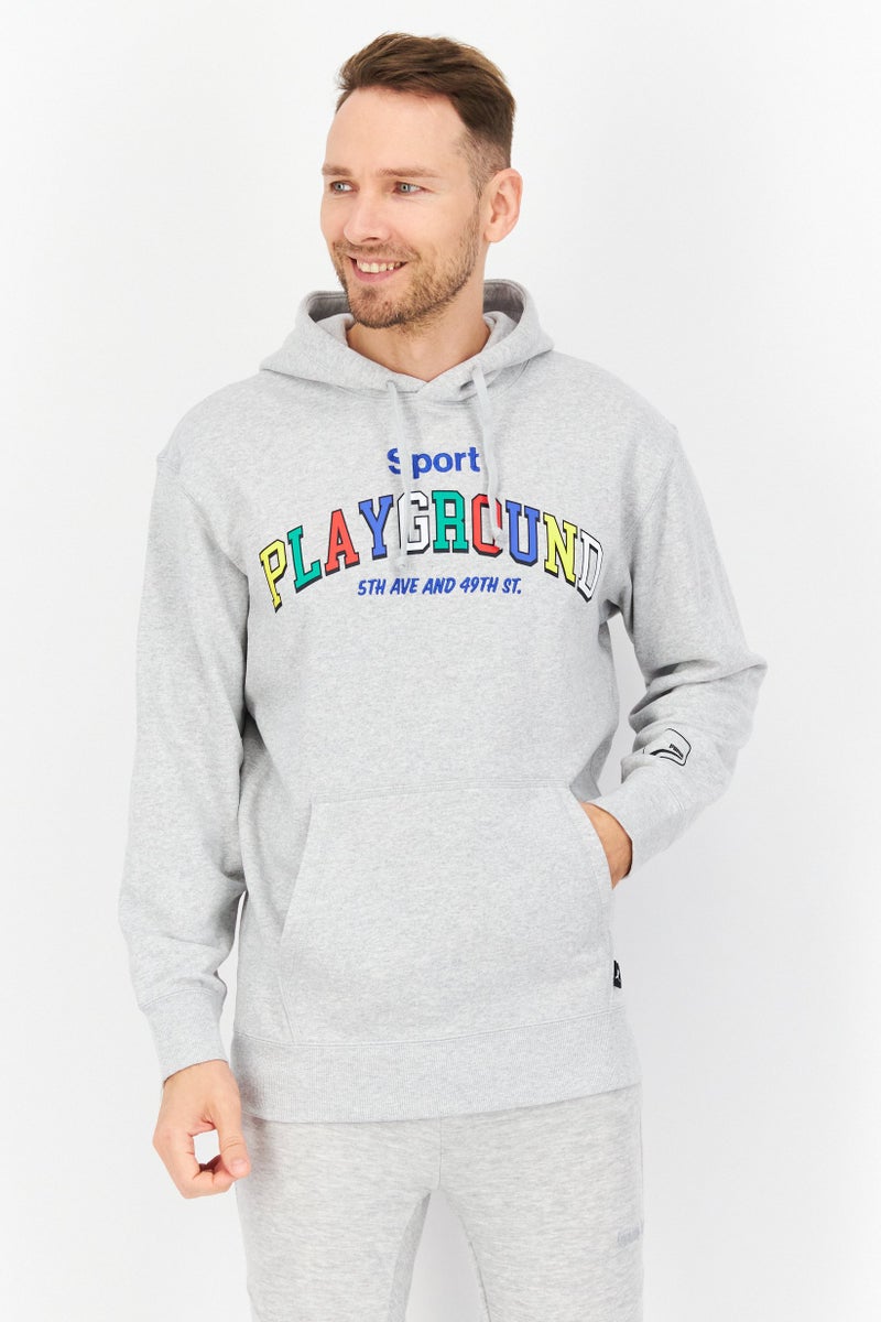 PUMA Men Sportswear Fit Graphic Print Training Hoodies, Grey - Image 1