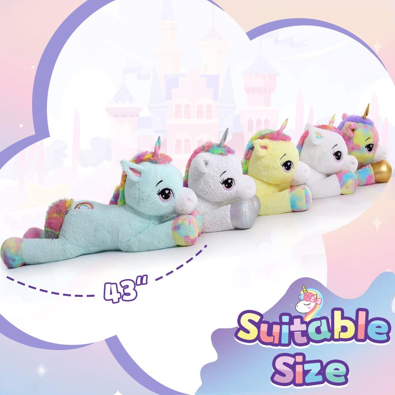 MaoGoLan MaoGoLan 43 "" Big Unicorn Stuffed Animal  Giant Animal Plush Pillow Full of 5.4 Pounds of Cotton Large Unicorn Body Hugging Pillow for Girls Boys  Gift for Special Day Blue  - Image 3