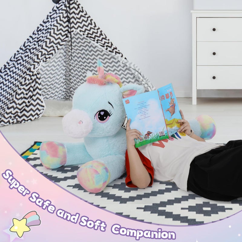 MaoGoLan MaoGoLan 43 "" Big Unicorn Stuffed Animal  Giant Animal Plush Pillow Full of 5.4 Pounds of Cotton Large Unicorn Body Hugging Pillow for Girls Boys  Gift for Special Day Blue  - Image 5