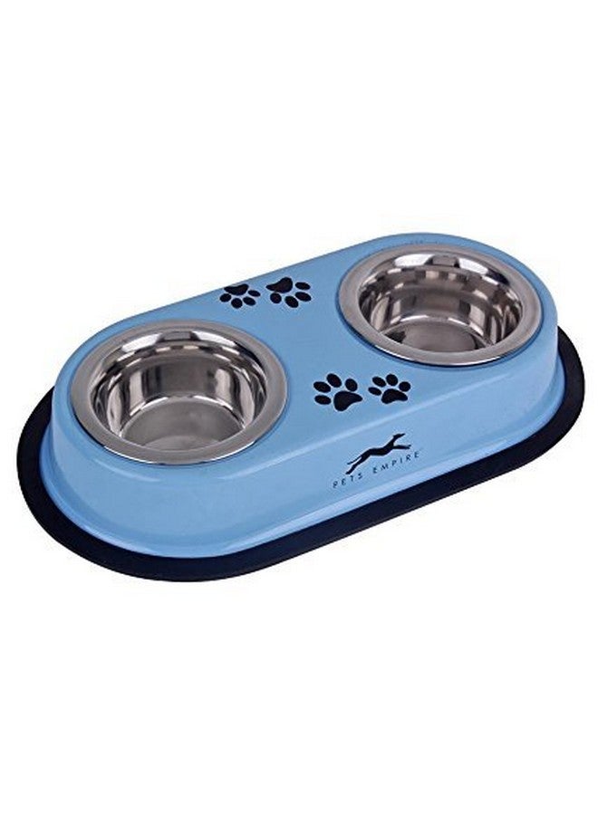 بتس إمباير وعاء طعام للكلاب والقطط | وعاء طعام للقطط | أوعية للقطط والكلاب والقطط الصغيرة | وعاء طعام مزدوج من الفولاذ المقاوم للصدأ | وعاء طعام للقطط | حصيرة مضادة للانزلاق لوعاء الحيوانات الأليفة | 2 × 200 مل (قد يختلف اللون) - Image 1