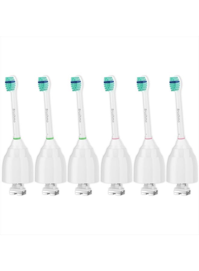 Brushmo رؤوس فرشاة أسنان بديلة متوافقة مع فيليبس سونيكير E-Series HX7012 HX7022 HX7023 بحجم مدمج يناسب فرشاة الأسنان الكهربائية Essence و Screw-On، BM716، عبوة 6 - Brushmo - Image 1