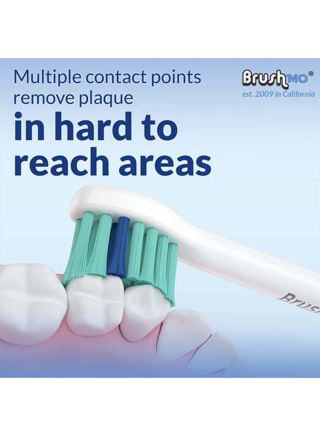 Brushmo رؤوس فرشاة أسنان بديلة متوافقة مع فيليبس سونيكير E-Series HX7012 HX7022 HX7023 بحجم مدمج يناسب فرشاة الأسنان الكهربائية Essence و Screw-On، BM716، عبوة 6 - Brushmo - Image 5
