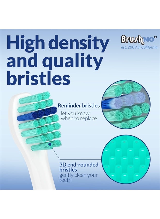 Brushmo رؤوس فرشاة أسنان بديلة متوافقة مع فيليبس سونيكير E-Series HX7012 HX7022 HX7023 بحجم مدمج يناسب فرشاة الأسنان الكهربائية Essence و Screw-On، BM716، عبوة 6 - Brushmo - Image 4