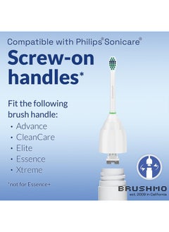 Brushmo Replacement Toothbrush Heads Compatible with Philips Sonicare E-Series HX7012 HX7022 HX7023 Compact Size Head fits Essence and Screw-On Electric Toothbrush, BM716, 6 Pack - Brushmo  - Image 2