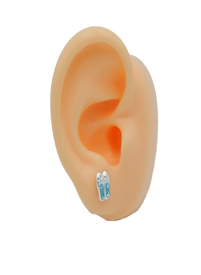 آيسروز أقراط مرصعة بأحجار كريستال زرقاء على شكل حذاء باليه من الفضة الإسترليني عيار 925 (خالية من النيكل) 25105 - Image 3