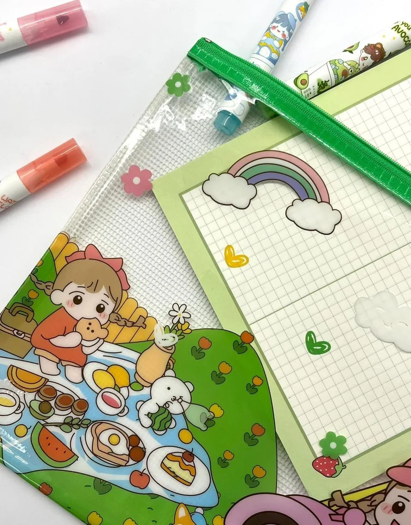 كاغيت جيمي دوكان Paper Ship Shop Cute Transparent and Zippered Green A4 File Folder/Collector/Pencil Box/Zipper Bag