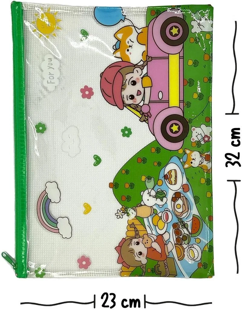 كاغيت جيمي دوكان Paper Ship Shop Cute Transparent and Zippered Green A4 File Folder/Collector/Pencil Box/Zipper Bag