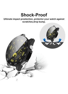 Generic Watch GT4 Case Full Coverage Protective Watch Case Cover Tempered Glass Screen Protector Compatible with Watch GT4 46mm Black  - Image 4