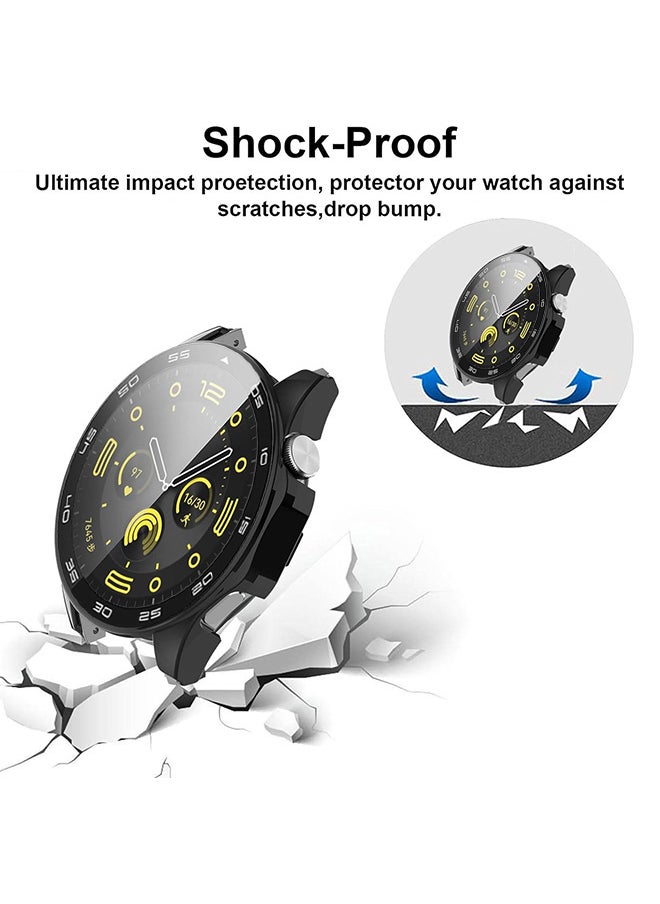 Generic - Watch GT4 Case Full Coverage Protective Watch Case Cover Tempered Glass Screen Protector Compatible with Watch GT4 46mm Black - Image 1