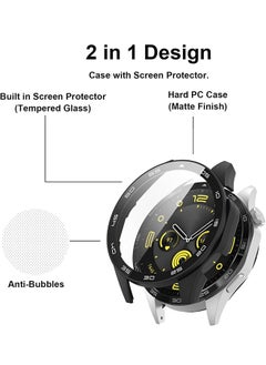 Generic Watch GT4 Case Full Coverage Protective Watch Case Cover Tempered Glass Screen Protector Compatible with Watch GT4 46mm Black  - Image 2
