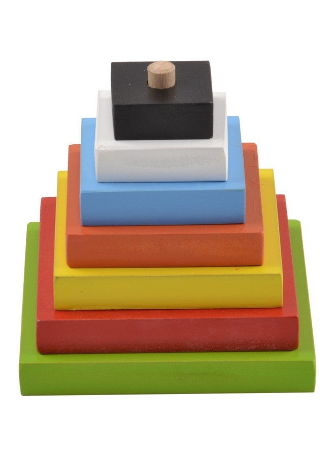 Skillofun Skillofun Wooden Graded Square Tower, Multi Color - Non-Toxic eco-Friendly Toy for Size Discrimination, Encourages Hand-Eye Coordination and Early Learning with Fun Play | - Image 1