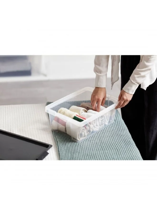 TATAY Multi Purpose Stackable Storage Box with Lid Clear and Black 15 L 1157502