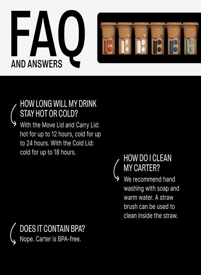 FELLOW مجموعة فيلو 16 أونصة كارتر (3 في 1) كوب سفر مع مقبض حمل، وأغطية متحركة وباردة مع قشة - كوب قهوة للسفر، داخلي سيراميك وفولاذ مقاوم للصدأ معزول بالفراغ - أكواب قهوة - أبيض غير لامع - Image 3