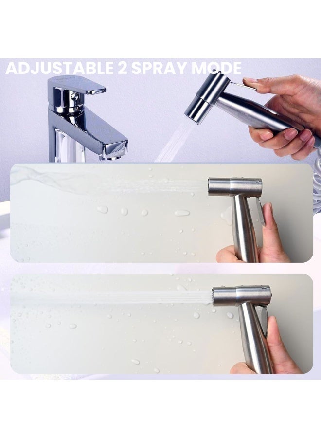 JUNARIS Portable Travel Bidet Set | Travel Shattaf Set Stainless Steel Travel Bidet Sprayer for Personal Hygiene, Cloth Diapering, and Toilet Use with Travel Bag shattaf almusafer - Image 4