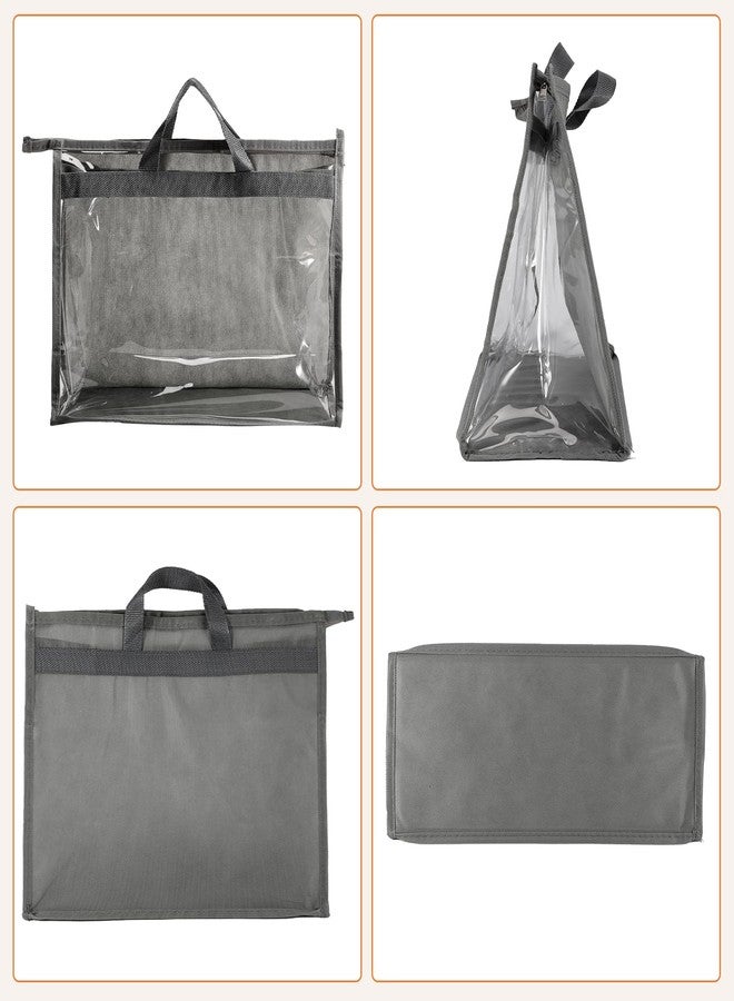 Bgtecho 12 Pack Handbag Storage,Storage Organizer with Zipper & Handle,Dust Bags for Handbag,Clear Dust Cover Bag,Purse Storage Organizer for Closet(Dark Gray) - Image 3