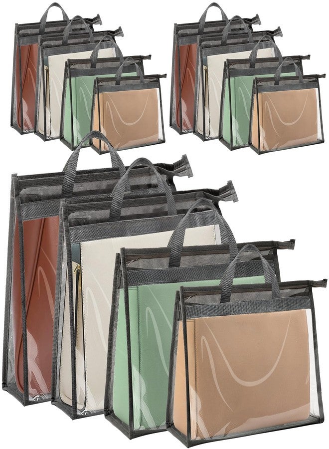 Bgtecho 12 Pack Handbag Storage,Storage Organizer with Zipper & Handle,Dust Bags for Handbag,Clear Dust Cover Bag,Purse Storage Organizer for Closet(Dark Gray) - Image 1